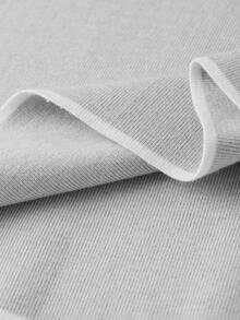 Ellevyn 女士灰色金属纽扣撞色滚边修身弹力优雅日常休闲通勤短款毛衣连衣裙 - 灰色 - 查看 13