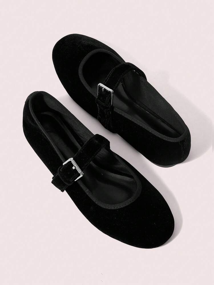 CUCCOO DOLLMOD Women's Solid Color Metallic Decor Casual Velvet Flats Spring Shoes Spring Break Easter For Christmas Spring Shoes