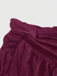 ROMWE Goth Falda con abertura y volantes de encaje gótico vintage - Morado - Ver 3