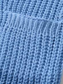 Manfinity Homme Men's Solid Color Drop Shoulder Long Sleeve Dual Pocket Casual Knit Cardigan, Autumn/Winter - Blue - View 5