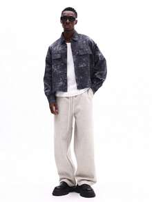 SUMWON Oversized Long Sleeve Button Down Shirt With Splattered Print Design For Casual Wear - Black - View 6