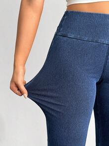 Flexra Plus Size Women High Waist Slimming High Stretch Skinny Fashionable Versatile Jeans - Dark Wash - View 6