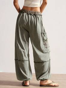 Bohemela Damen Loose Fit Casual Patchwork Washed Knit Pants Boho Pants Flower Pants Loose Pants