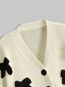 ROMWE Kawaii Women's Pink 3D Bow Decor Cardigan, Cute & Girly - Beige - View 5