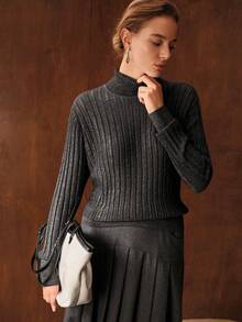 MOTF PREMIUM WOMEN'S AUTUMN/WINTER WOOL BLEND TURTLENECK SWEATER, HEATHER GREY - Grey - View 5