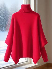 GlowEve Stylish Encore Red Turtleneck Knit Sweater For Women, Autumn/Winter Fall Cloth For Women - Red - View 2