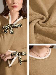 Momelise Plus Size Solid Color Minimalist Crew Neck Long Sleeve Pullover Sweater - Multicolor - View 7