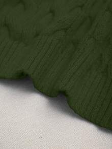 Franclia European & American Style Hooded Chunky Knit Dress For Women, Fuzzy Fitted Flattering Design, Ideal For Petite, Autumn Mini Skirt - Army Green - View 3