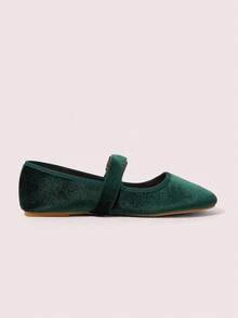 CUCCOO DOLLMOD Damen elegante, niedliche, vielseitige grüne klassische Samt Mary Jane Ballerinas - Minzgrün - Übersicht 5