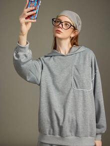 Elnivra Women's Minimalist Sporty Casual Long Sleeve Sweatshirt And Skirt Set - Grey - View 2