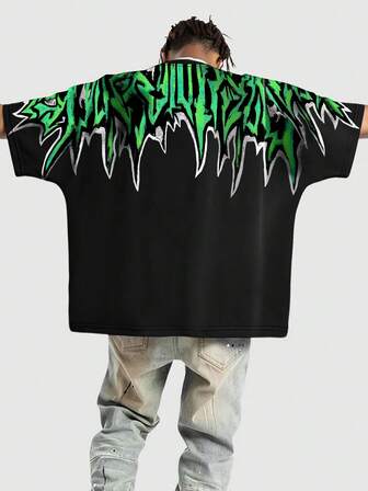 Grunge Punk Camiseta de manga corta con estampado gráfico para hombre, adecuada para primavera/verano