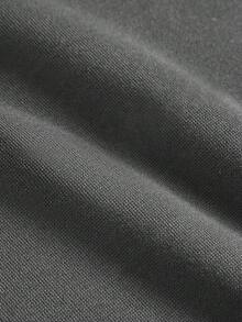 SHEIN Girlism بلوزة هودي رمادي داكن كاجوال للمراهقات مع جيب، بتصميم صليب، بأكمام طويلة متعددة الاستخدامات مع شعار إنجليزي، بلوزة هودي رمادية للمراهقين، بلوزة هودي رمادي داكن - رمادي غامق - مشاهدة 3