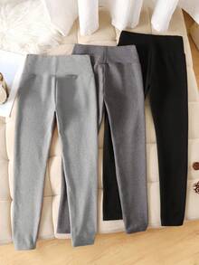 SHEIN 3件套 少女休闲度假可爱蝴蝶结图案打底裤 - 彩色 - 查看 3