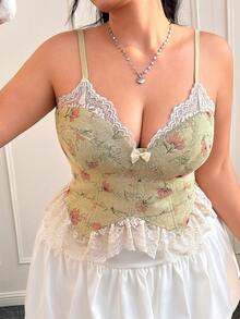 SHEIN EZwear 大码女式性感法式蕾丝花卉拼布文胸 - 彩色 - 查看 1