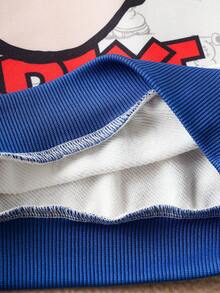 Popeye X SHEIN 2pcs/Set Young Boy Casual All-Over Print Crew Neck Long Sleeve Sweatshirt And Pants Knit Set - Blue and White - View 10