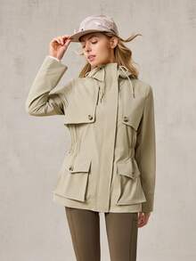 OutZeal Women Outdoor Jacket Hiking Camping Flap Pocket Hooded Outdoor Top Spring Fall - Khaki - View 9