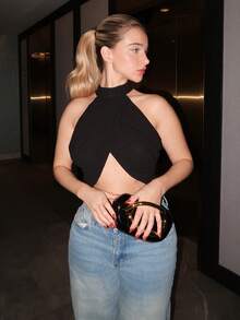 Turnttoni Áo sơ mi nữ cổ bẻ cài nút thanh lịch gợi cảm giản dị thời trang ngày lễ bằng vải chiffon - màu đen - Xem 1