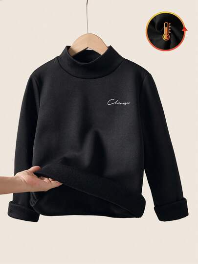 SHEIN Explorewe Girls' Solid Turtleneck Thermal Tight Long Sleeve T-Shirt, Versatile Layering Piece For Back-To-School 2025, Suitable For Pairing With Skinny Jeans, Shorts, Or Skirts For Casual And Athletic Campus Outfits