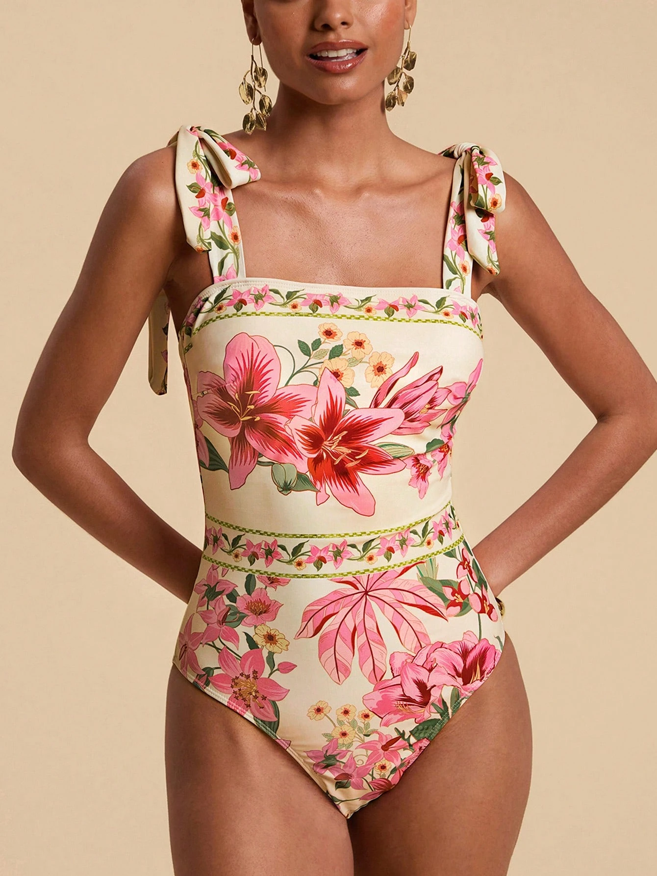 Travachic 1 Peça Maiô Floral Feminino, Adequado para Praia/Resort, Férias/Praia, Maiôs Boho para Mulheres, Conjunto de Maiô Bikini Tropical, Conjunto de Saia de Praia Chique, Roupa para Ano Novo, Ação de Graças, Natal, Maiô de Praia, Praia, Roupa de Praia para Mulheres, Conjunto de Praia, Roupas de Praia para Mulheres, Moda de Praia, Moda de Praia Feminina - Multicolorido - Visão 1