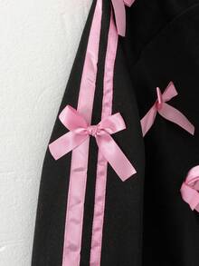 SHEIN 女童三件套套装 - 黑色蝴蝶结拉链外套、白色交叉背心、蝴蝶结阔腿裤，适合外出、度假、玩耍、返校、秋冬季穿着。 - 彩色 - 查看 5