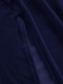 Girlism Teen Girls Party Wear Off-Shoulder Ruched Elegant Crossover Fishtail Hem Dress - Navy Blue - View 4