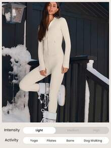 GLOWMODE 24" FeatherFit™ Renew Leggings With Built-In Underwear Valentine's Day Low Impact Yoga Daily Valentine's Day - Pearl White - View 8