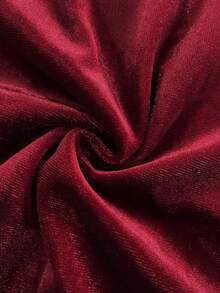 Franclia Women's Elegant Korean Velvet Pearl Decor Camisole A-Line Dress,Burgundy Autumn Party Formal Maroon Dark Red Satin Dresses For Commute & Events - Burgundy - View 5