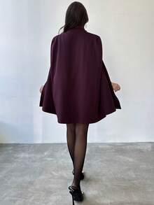Firerie Women's Elegant Burgundy Autumn Cloak Metallic Poncho Flare Sleeve Vintage Velvet Coat,Party Night Date Christmas New Year Wine Red Dress - Burgundy - View 8