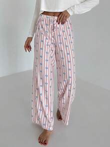 Aloruh Women's Colorblock Printed Casual Pants - Pink - View 3