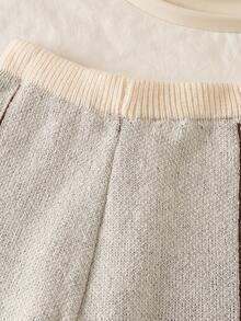 2pcs Tween Girls Sweater Set For Autumn/Winter, Cute Peter Pan Collar Bow Knitted Pullover Sweater, Straight Leg Slit Pants Girls Sweater Sets Kids Two Piece Set Bow Clothes Kids Girls Spring And Autumn Suit Girl Knit Set