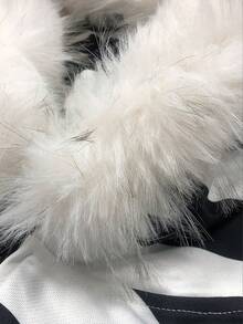 ROMWE MEN Street Life Men's Fuzzy Collar Preppy Striped Sweatshirt Sweatshirt, Loose Fit - Black and White - View 3