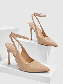 CUCCOO SZL Women's Pointed Toe Buckle Design Fashionable High Heels, Versatile For Daily Wear For Christmas - Apricot - View 2
