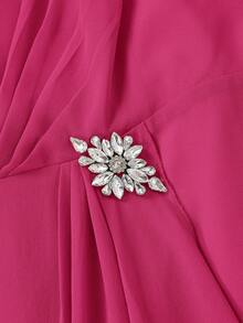 Ellevyn Conjunto de 2 piezas de vestido sin mangas con cintura ceñida y cárdigan de unicolor, talla grande - Rosa Fucsia - Ver 10