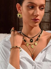 Glisma 18 K Women's Fashionable Elegant Vintage Pendant Necklace,Western Jewelry,Old Money,Gemstone,Outfits,Fall/Autumn/Winter,For Mom/Women/Girl/Mother,Premium,Charm Necklace - Multicolor - View 3