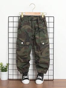 Quần Jeans Denim Thường Ngày Cho Bé Trai, Quần Cargo Dáng Rộng Có Họa Tiết Rằn Ri, Chất Cotton Thoải Mái, Thích Hợp Mặc Hàng Ngày, Đi Học Và Đi Làm, Mọi Mùa - xanh quân đội - Xem 3