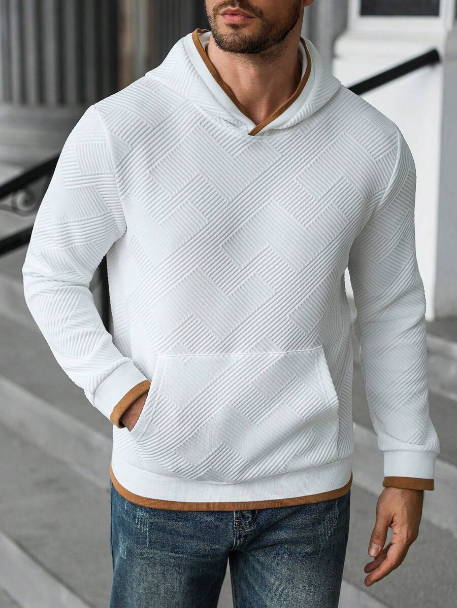 Manfinity CasualCool Men's Solid Color Minimalist Casual Long Sleeve Hoodie Men Sweater Hoodie Men Hoodies Pullovers Mens Hoodies Casual White Graphic Hoodie - White - View 1