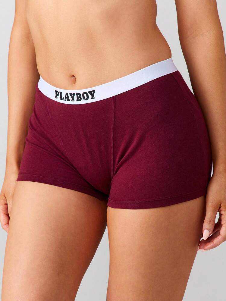 Missguided x Playboy Scoop Bralette And Boyshort Brief Two Piece Intimates Set With Contrast Band Detail