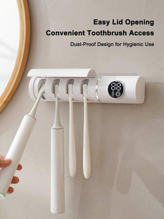 JMMO 1200 MAh High-Capacity Battery UV Ultraviolet Toothbrush Sterilizer 2-In-1 Disinfection & Drying, Protect Oral Hygiene Toothbrush & Dryer All-In-One High-Efficiency Clean With No Residue Household UV Toothbrush Sterilizer | Ultraviolet Disinfection