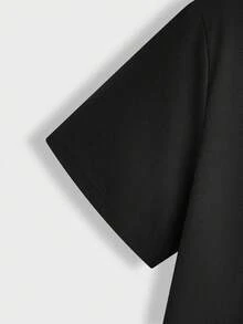 Manfinity Homme Thanksgiving Funny Turkey Slogan Fashion Casual Print Men's Standard Fit Short Sleeve T-Shirt, Warm Family Atmosphere Matching Parent-Child/Couple Thanksgiving Shirt Funny Graphic Tees - Black - View 4