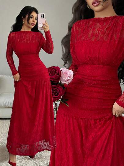 Elenzga فستان نسائي ضيق مطرز بالدانتيل مناسب للخريف/الشتاء، متعدد الاستخدامات للخروجات والسهرات والحفلات والمناسبات