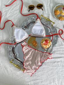 Swim Mod Random Bowknot Strap Backless Cute Women Swimwear Set, Spring/Summer - Multicolor - View 3