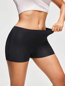 SHAPORA 3件套女士防暴露短裤套装，纯色简约，休闲日常穿着塑身短裤短裤紧身裤无缝氨纶短裤无缝内裤 - 彩色 - 查看 4