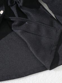Elladie kids 女童秋冬甜美公主风浅蜜桃色荷叶边领蝴蝶结装饰中长款外套，韩版甜美风羊毛外套，适合日常上学、家庭休闲、节日聚会（如生日派对、新年拜访等），实用又时尚 - 黑色 - 查看 8