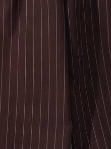 SHEIN Franclia Women's Striped Digital Print Woven Fabric, Casual Loose Fit, Versatile And Fashionable For Daily Wear Pants Wide Leg Striped Pants White Striped Pants Brown Striped Pants Palazzo Pants Women - Brown - View 6