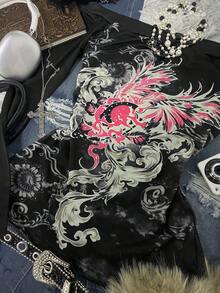 INAWLY Women's Y2K Printed T-Shirt, Punk Gothic T-Shirt Top, Retro 2000s Aesthetic, Sexy Style, Suitable For Parties, Music Festivals, Matching Outfits, And A Great Gift For Friends. - Multicolor - View 3