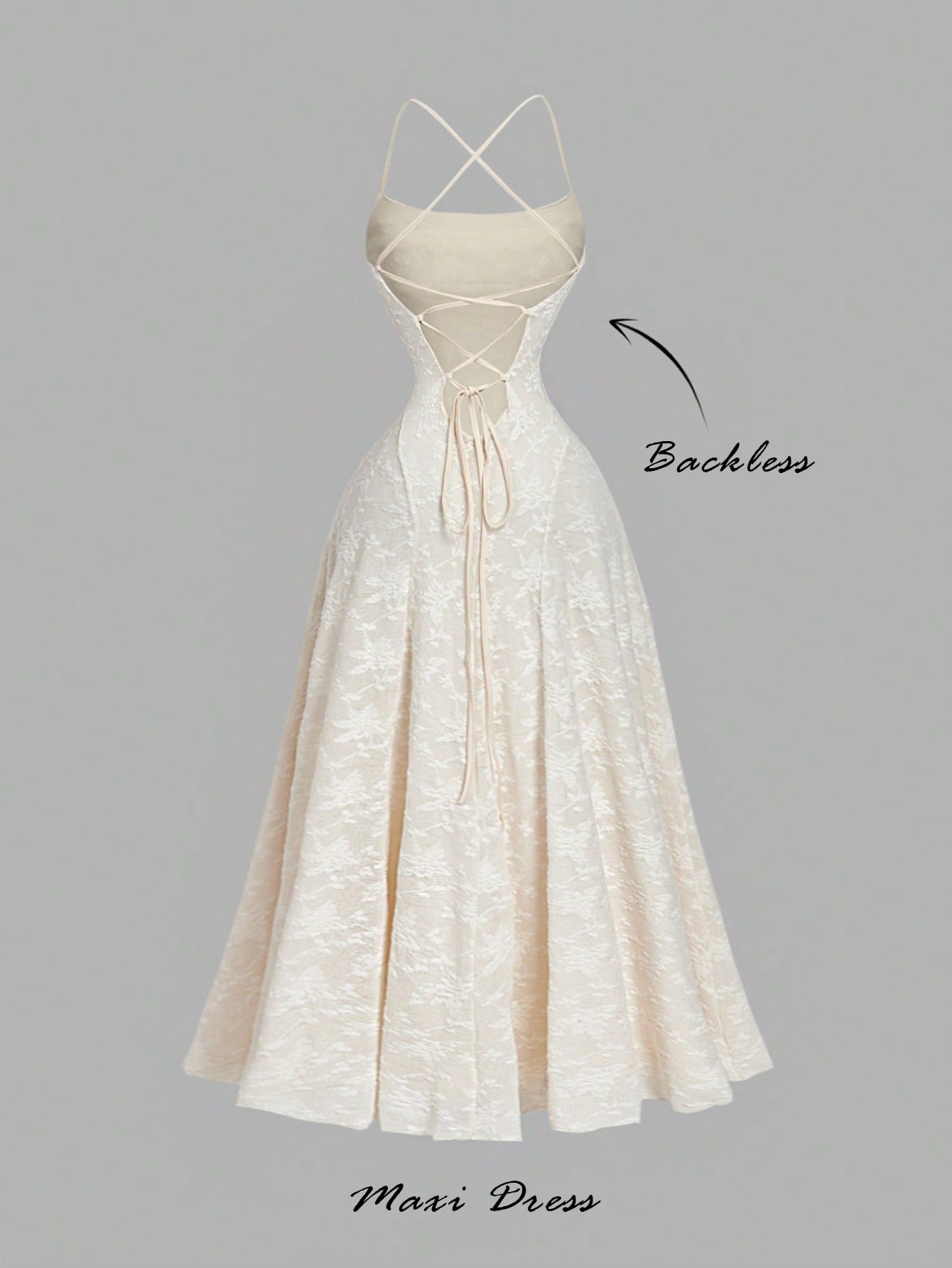 MOD فستان مُحبك مطرز بالجاكار بدون ظهر للنساء، فست...