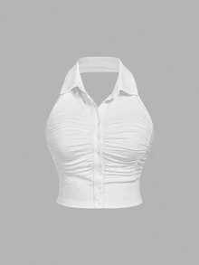 SHEIN MOD 大码女式两件套扭纹前罗纹针织露肩抹胸套装，黑白，露肩上衣 - 黑與白 - 查看 5