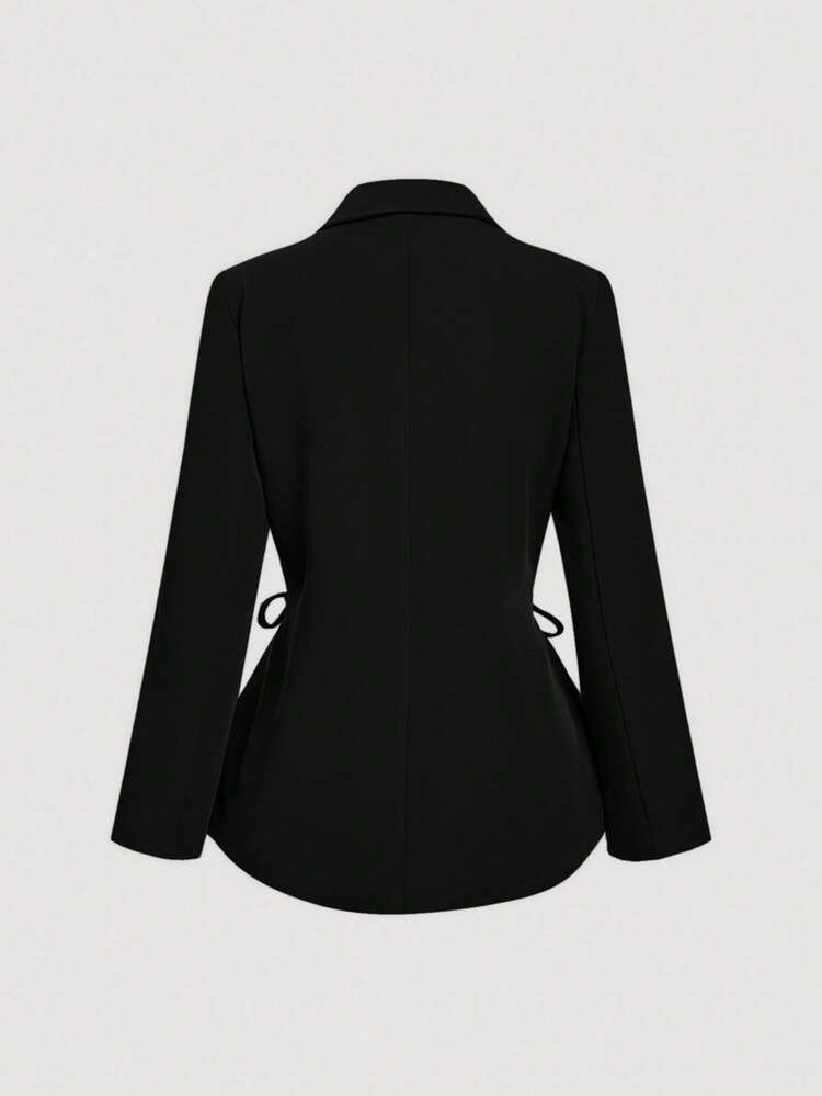 SHEIN MOD Conjunto de Jaqueta e Calça com Decoração de Cadarço Vintage - Preto - Visão 7