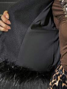 Elyressa 女士翻领长袖亮面仿皮草时尚外套