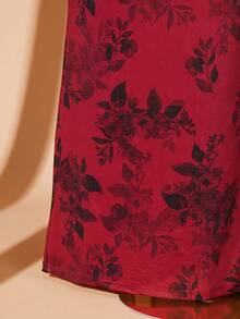 Rometta فستان ماكسي مطبوع بالأزهار مع حمالات طويلة مناسب للمقاسات الكبيرة، ذو رقبة مربعة وشق في الخلف، فستان حرير الحليب مطبوع بالأزهار للنساء، فستان أنيق بأكمام طويلة مطبوع بالأزهار مناسب للسهرات، تصميم رقبة مربعة، مناسب للربيع والخريف، المناسبات اليومية، التجمعات، العطلات، بتصميم أنيق وأنثوي